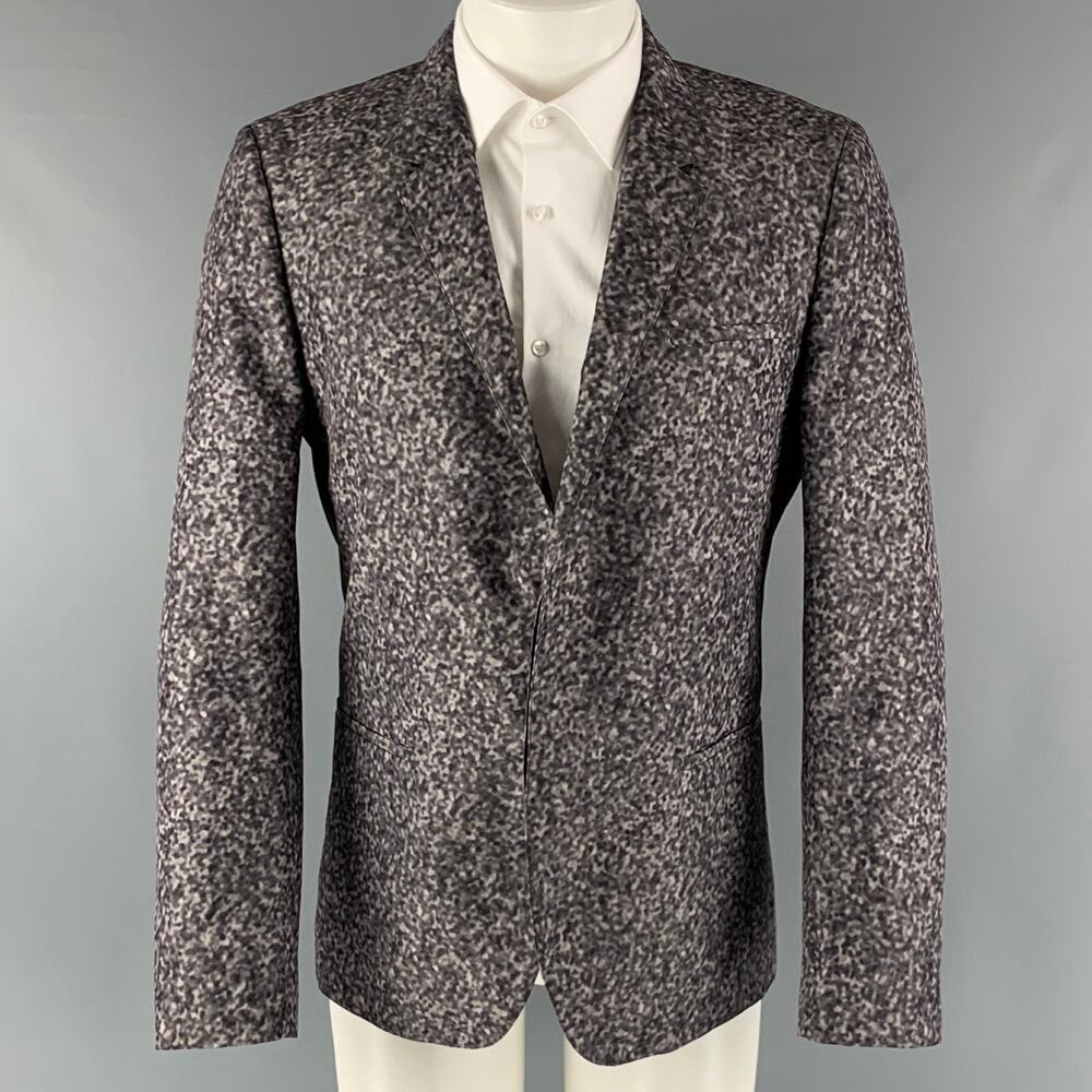 CALVIN KLEIN 'COLLECTION' Size 42 Grey Olive Abstract Polyester Sport Coat